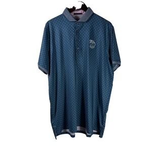 Greyson Golf Polo Shirt Men's XL Blue Polka Dot Scotland Logo Short Sleeve